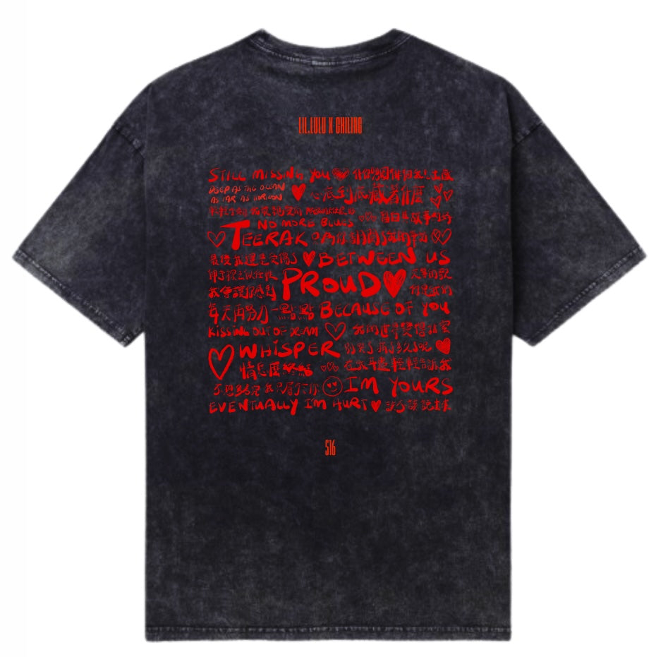 《Dear Our Love》手寫歌詞設計 | 水洗T-Shirt (Handwritten Lyric Washed) | Black